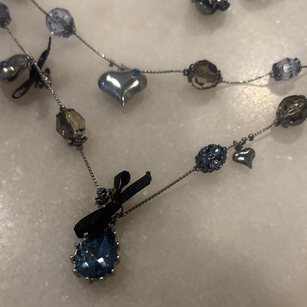 Betsey Johnson silver and blue necklace - Picture 2 of 3